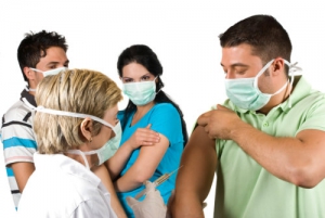 medical professional doing vaccination to patients